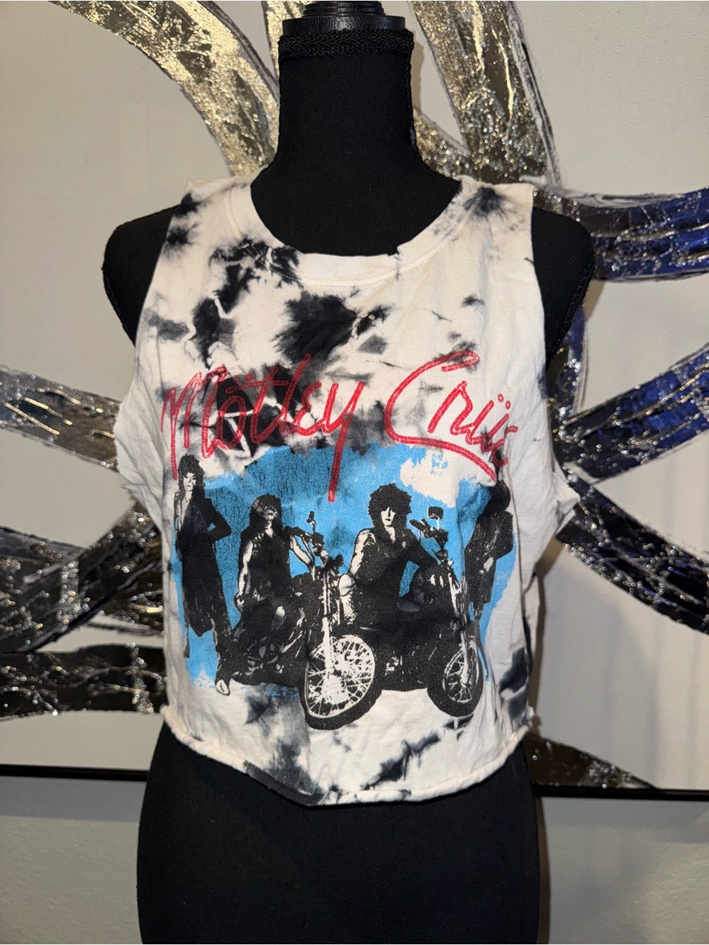 Motley Crue Distressed Tie-Dye Crop Tank Top